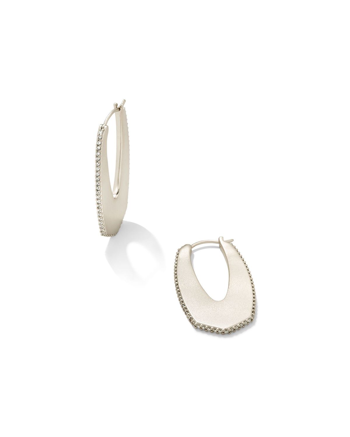 ADELINE HOOP EARRINGS, Color: RHODIUM METAL, Size: ONE SIZE