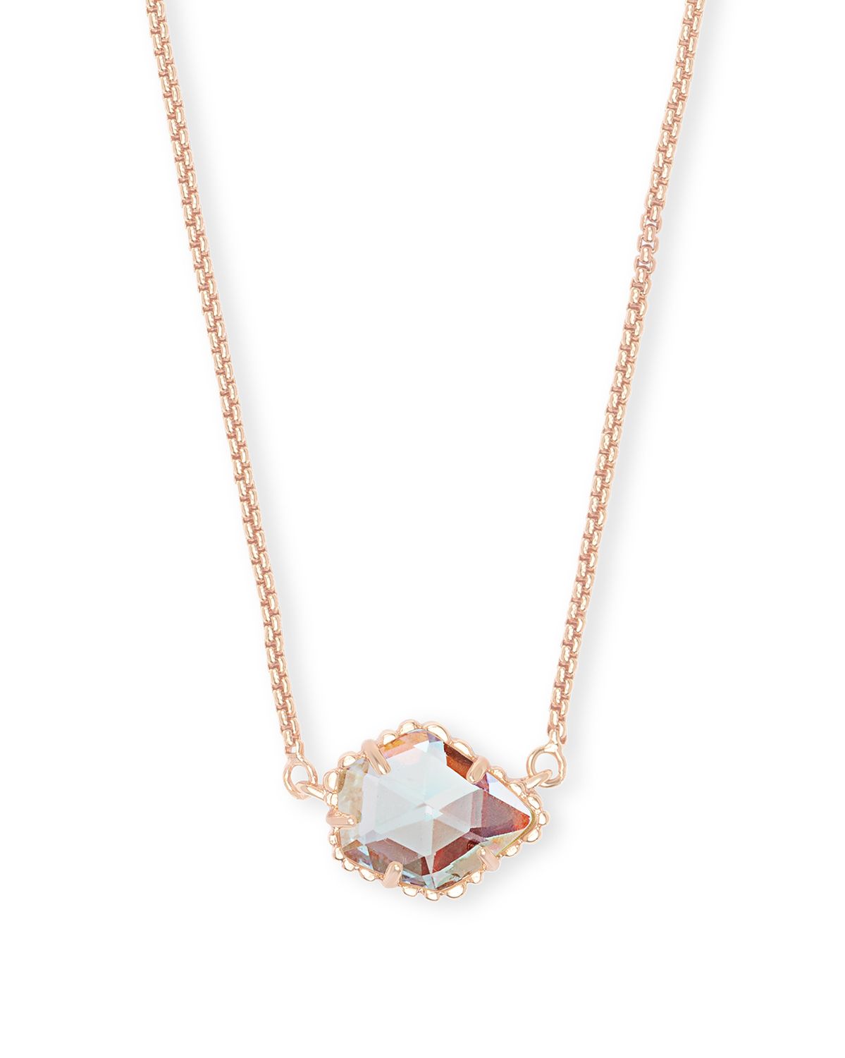 TESS PENDANT NECKLACE, Color: ROSE GOLD DICHROIC GLASS, Size: ONE SIZE