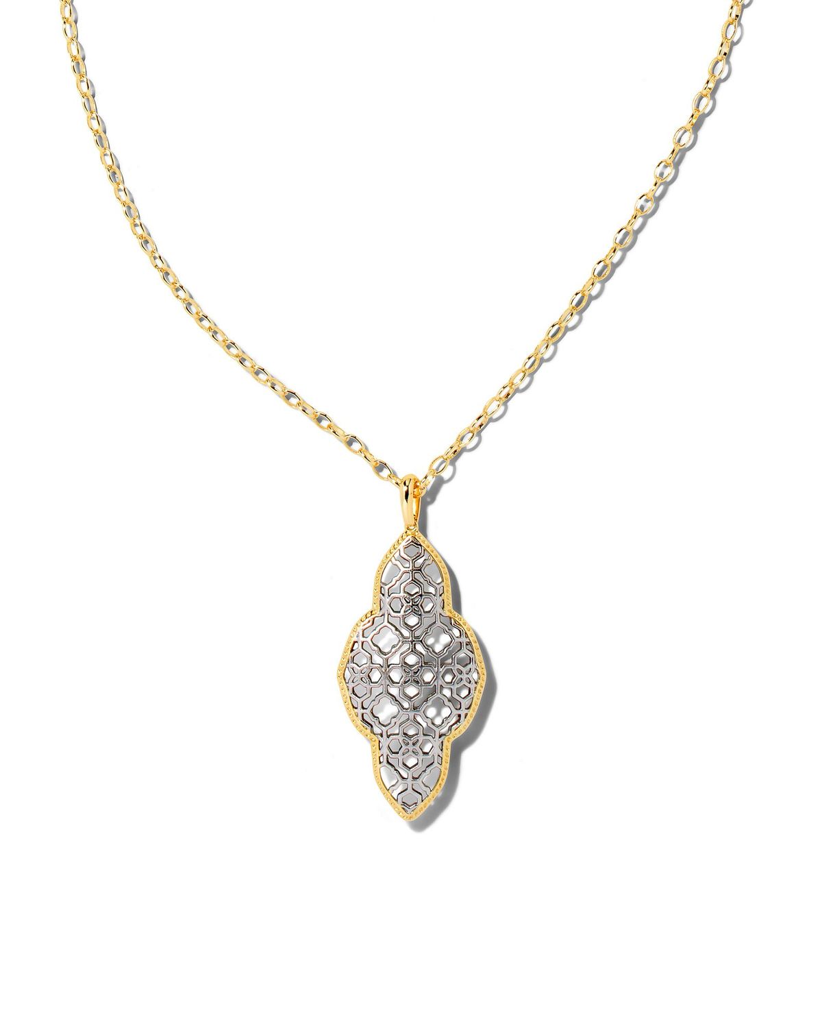 ABBIE LONG PENDANT NECKLACE, Color: GOLD - RHODIUM MIX, Size: ONE SIZE