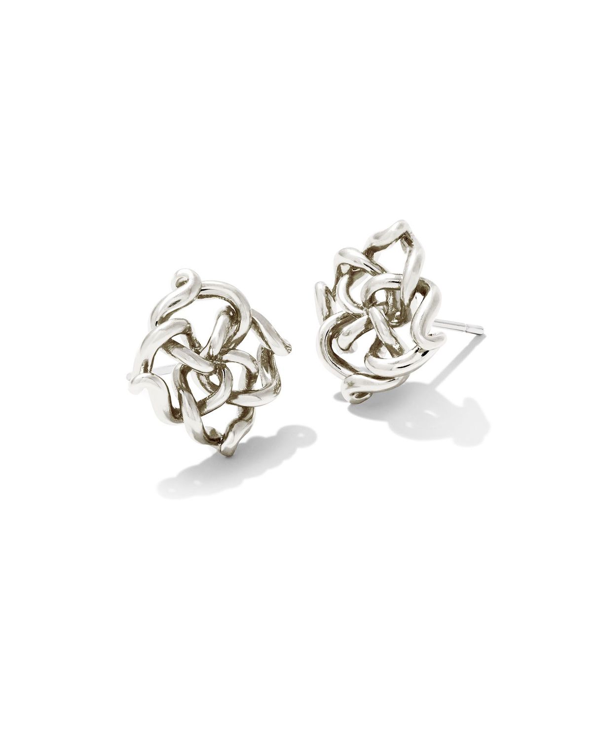 KELLY STUD EARRINGS, Color: RHODIUM METAL, Size: ONE SIZE