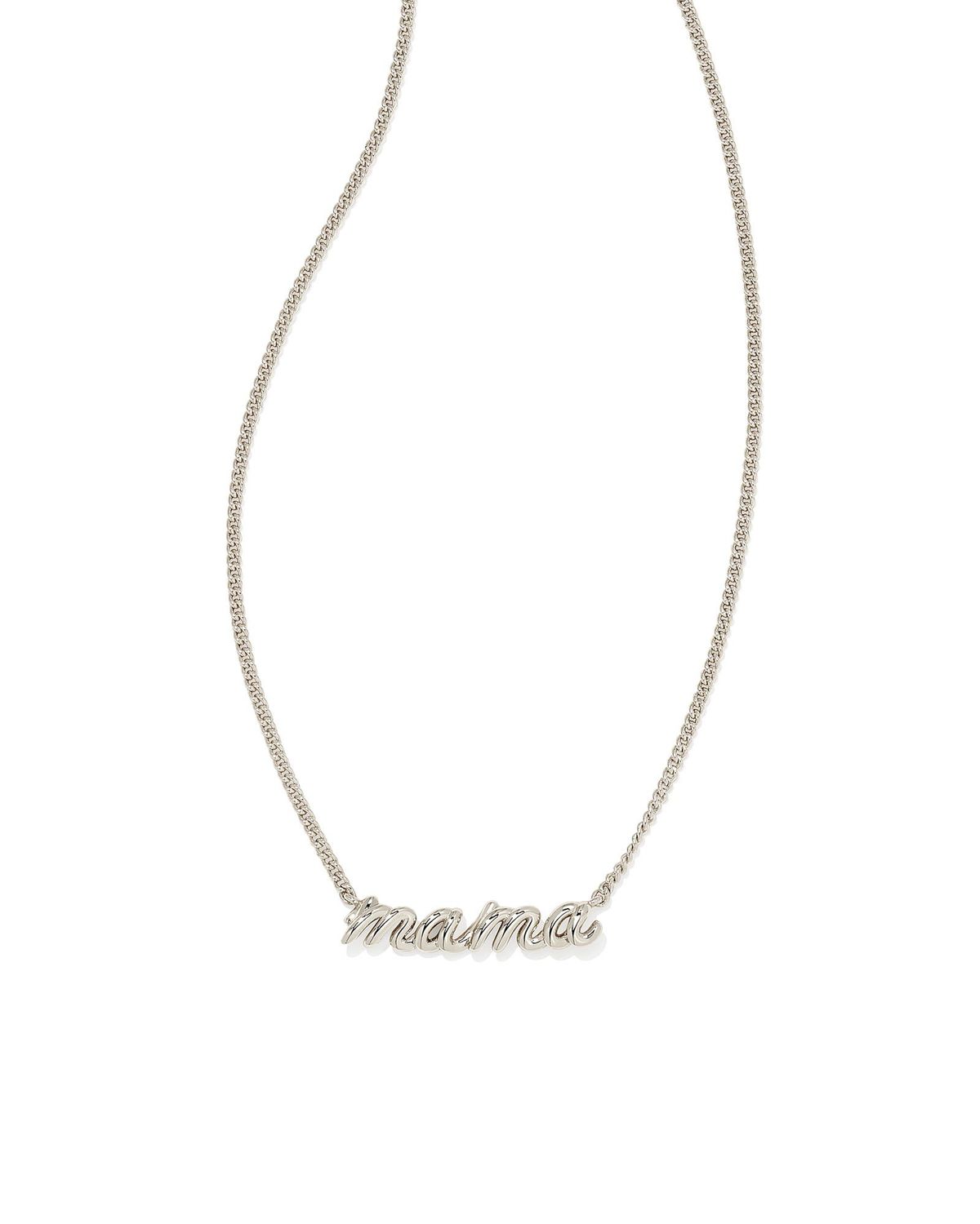 MAMA SCRIPT PENDANT NECKLACE, Color: RHODIUM METAL, Size: ONE SIZE