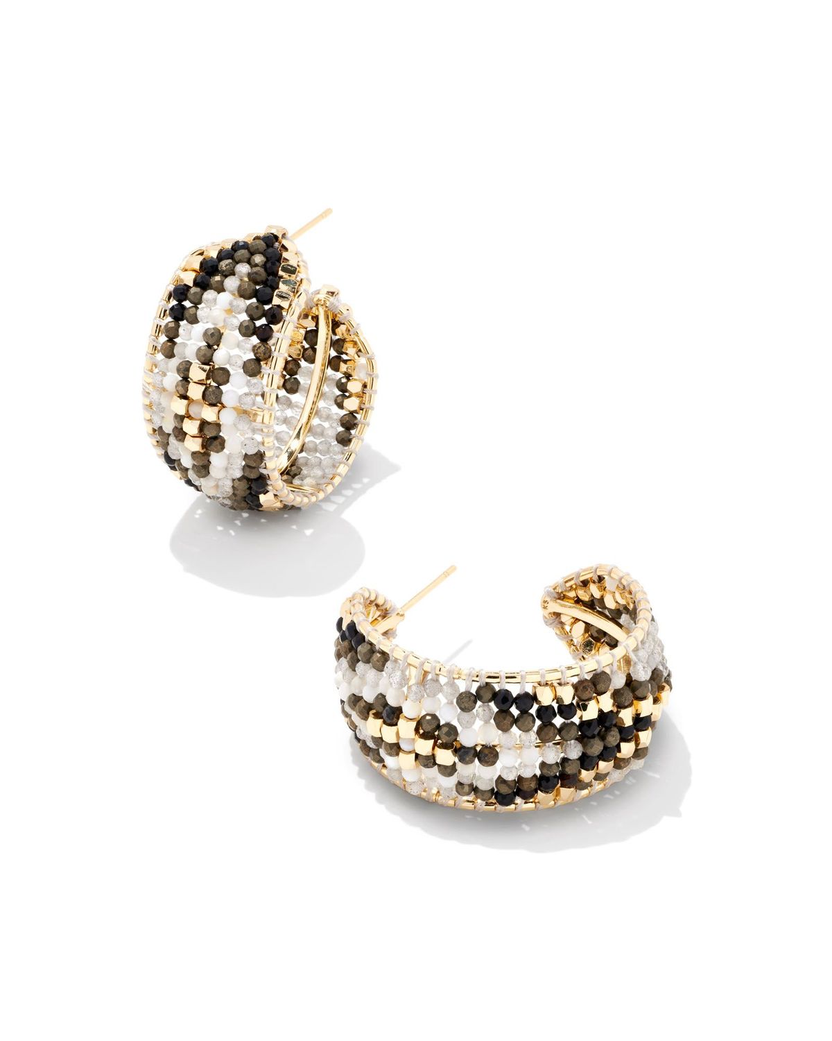 BRITT HOOP EARRINGS, Color: GOLD NEUTRAL MIX, Size: ONE SIZE