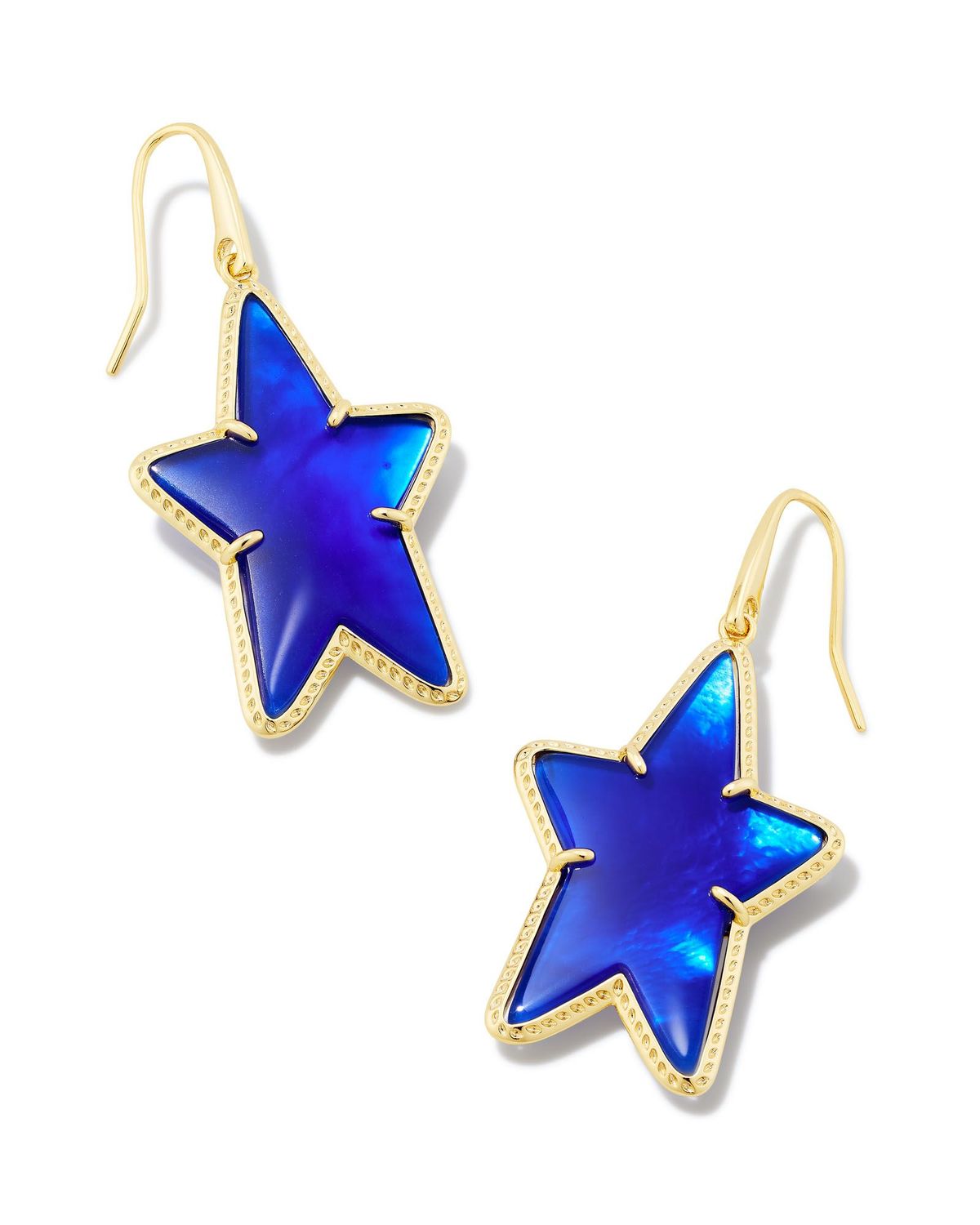 ADA STAR DROP EARRING, Color: GOLD COBALT BLUE ILLUSION, Size: ONE SIZE