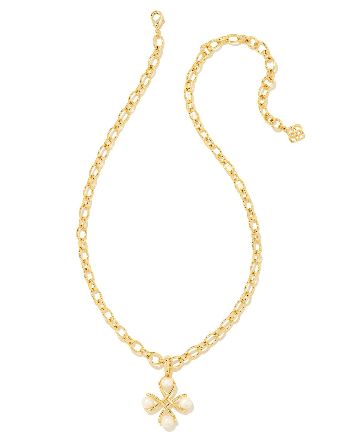 EVERLEIGH PEARL PENDANT NECKLACE, Color: GOLD WHITE PEARL, Size: ONE SIZE