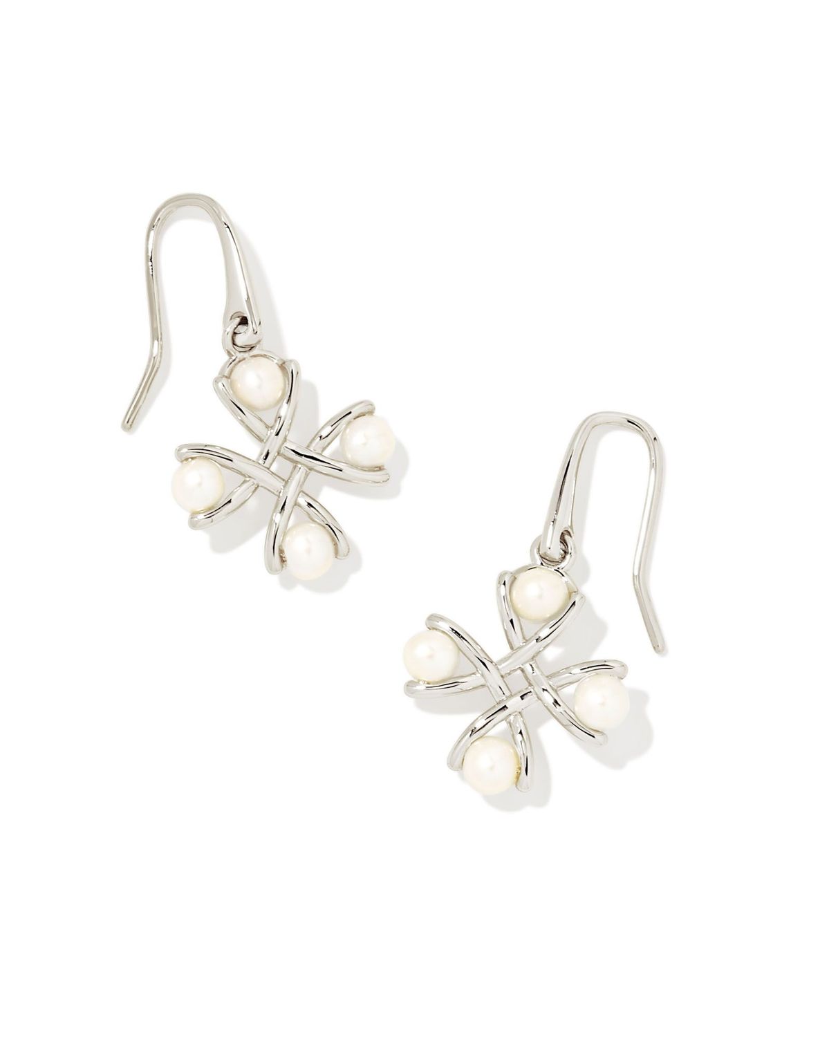 EVERLEIGH PEARL DROP EARRINGS, Color: SILVER WHITE PEARL, Size: ONE SIZE