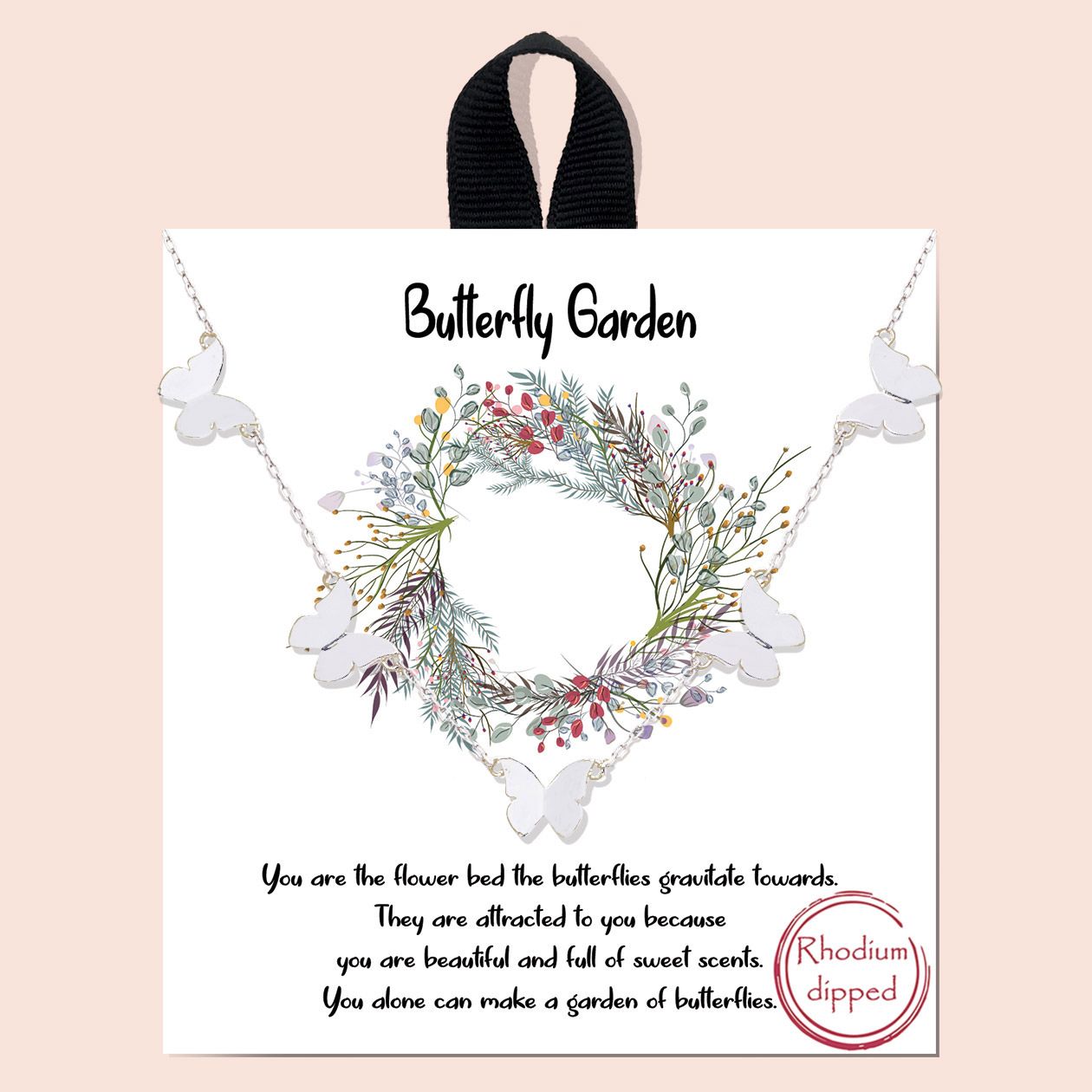 BUTTERFLY GARDEN / FIVE BUTTERFLY Station Necklace, Color: SILVER