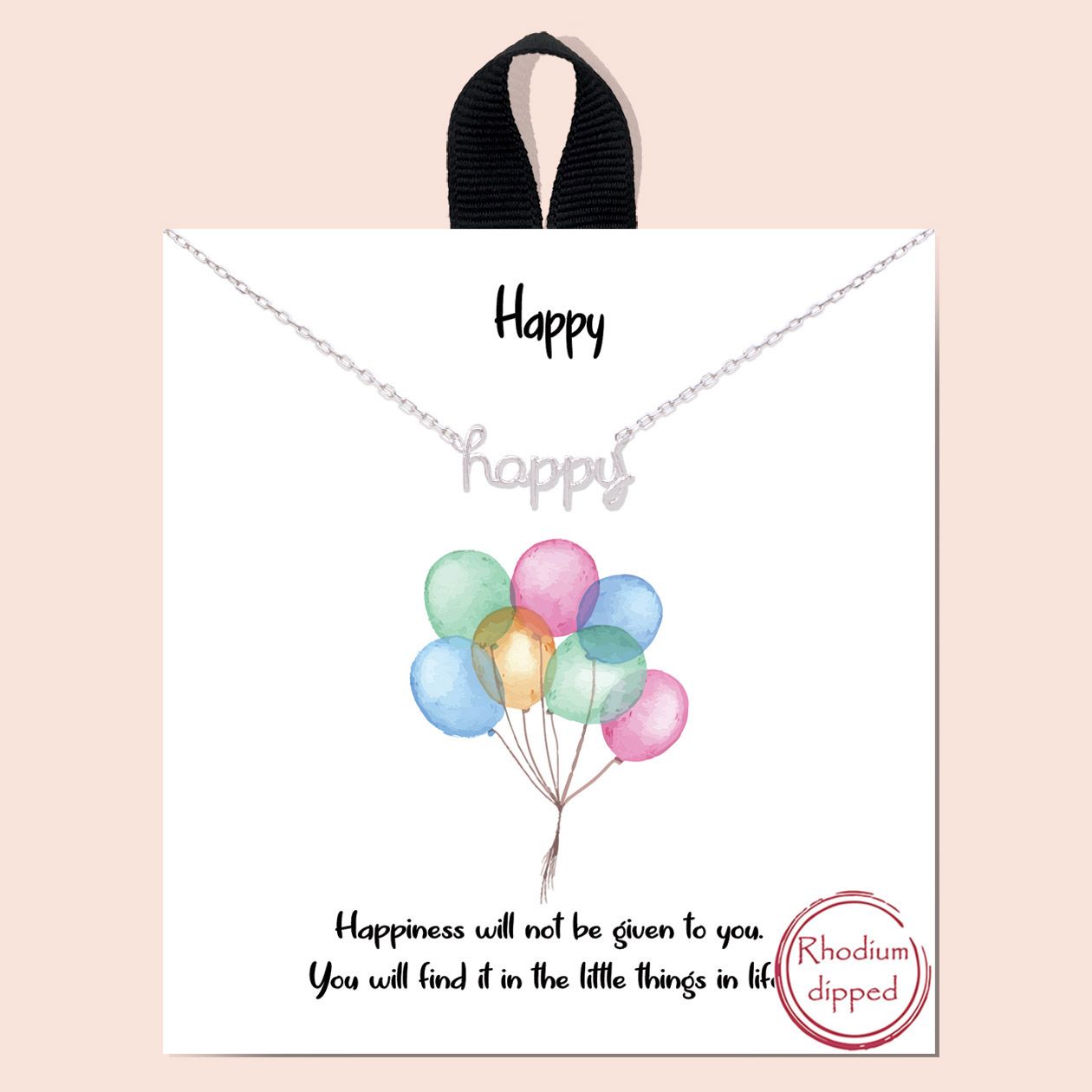 HAPPY / HAPPY SCRIPT NECKLACE, Color: SILVER