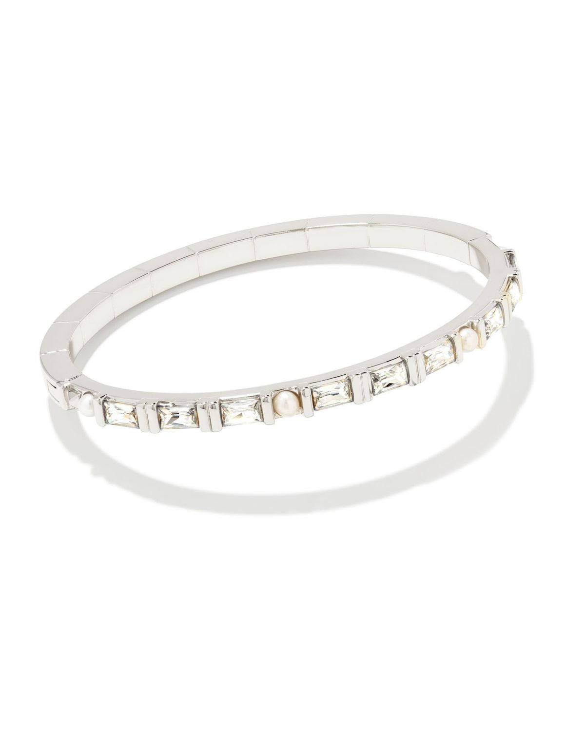 GRACIE BANGLE BRACELET, Color: SILVER WHITE MIX S/M, Size: S/M