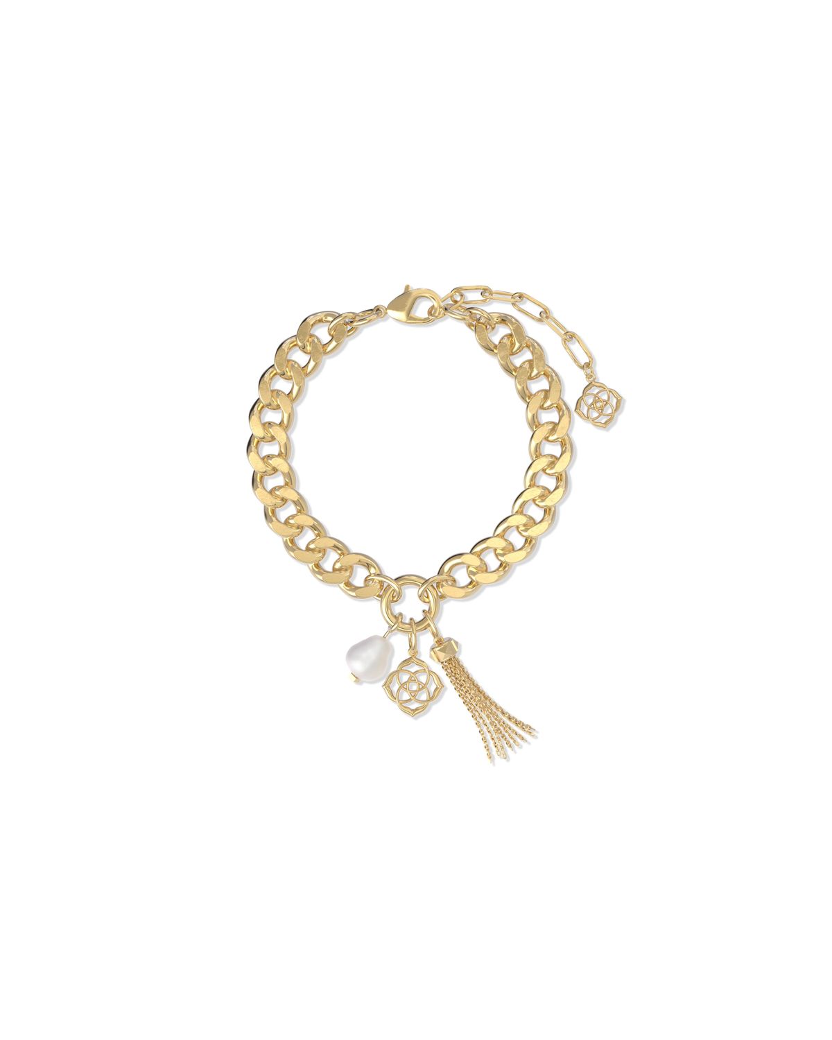 EVERLEIGH CHAIN BRACELET, Color: GOLD WHITE PEARL, Size: ONE SIZE