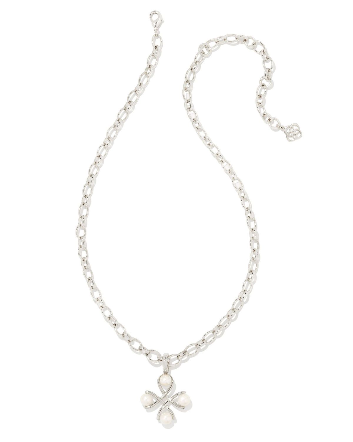EVERLEIGH PEARL PENDANT NECKLACE, Color: SILVER WHITE PEARL, Size: ONE SIZE