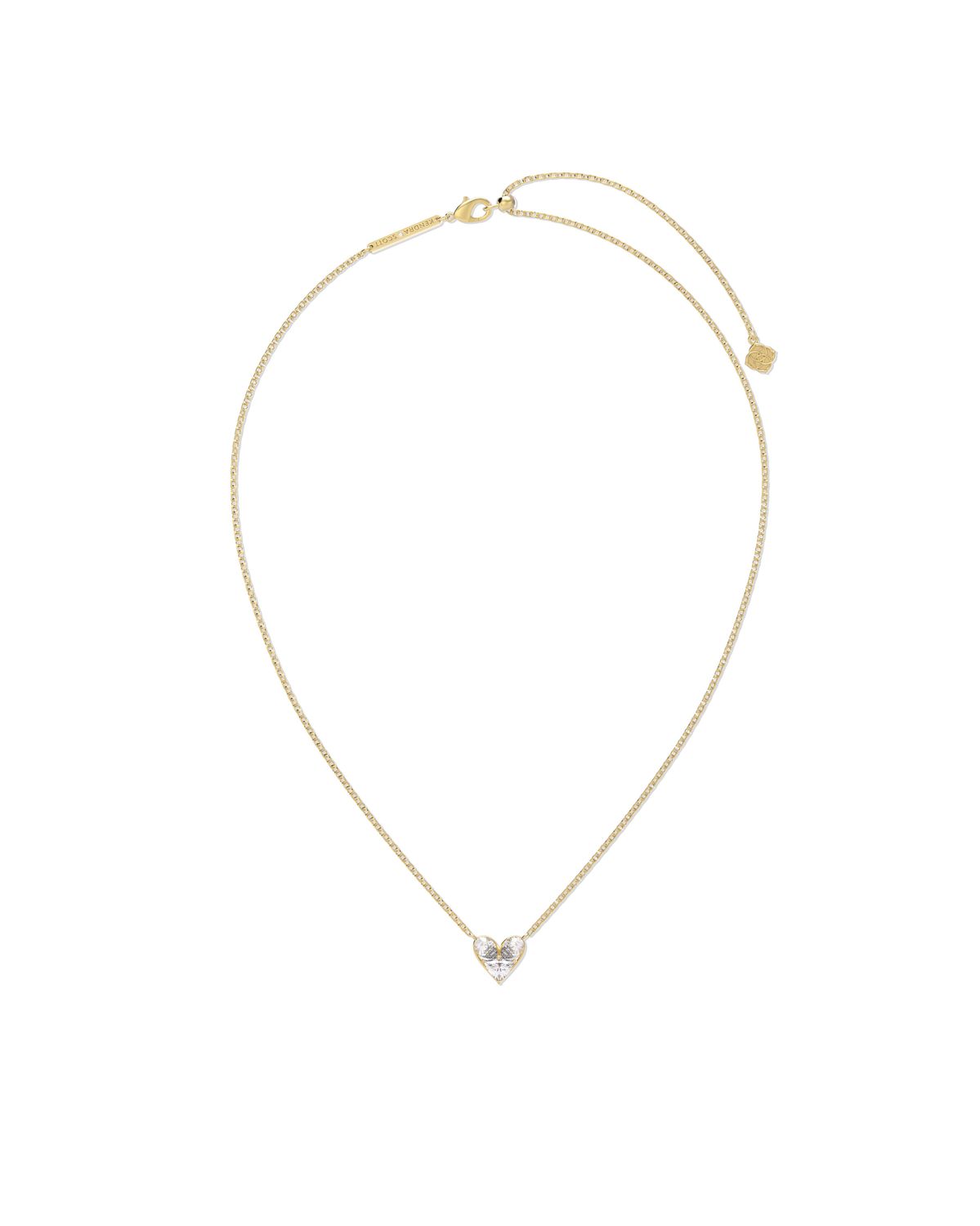 KATY HEART SHORT PENDANT NECKLACE, Color: GOLD WHITE CZ, Size: ONE SIZE