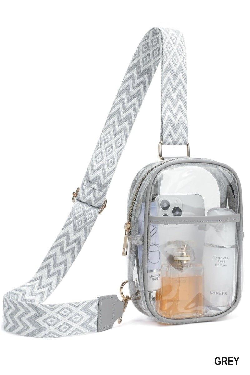 CLEAR SLING BAG WITH GUITAR STRAP