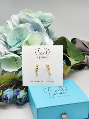 Colored Crystals Hoop Earrings