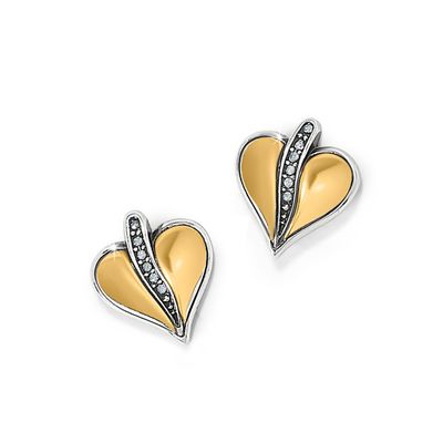 PRECIOUS HEART 2TONE POST EARRING