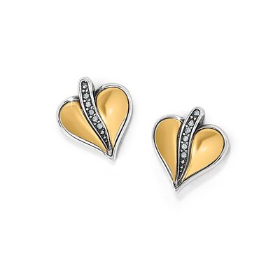 PRECIOUS HEART 2TONE POST EARRING