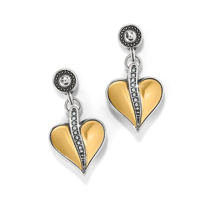 PRECIOUS HEART 2TONE POST DROP EARRING