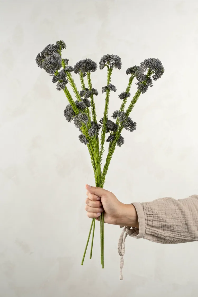 Blue Pom Pom Floral Spray
