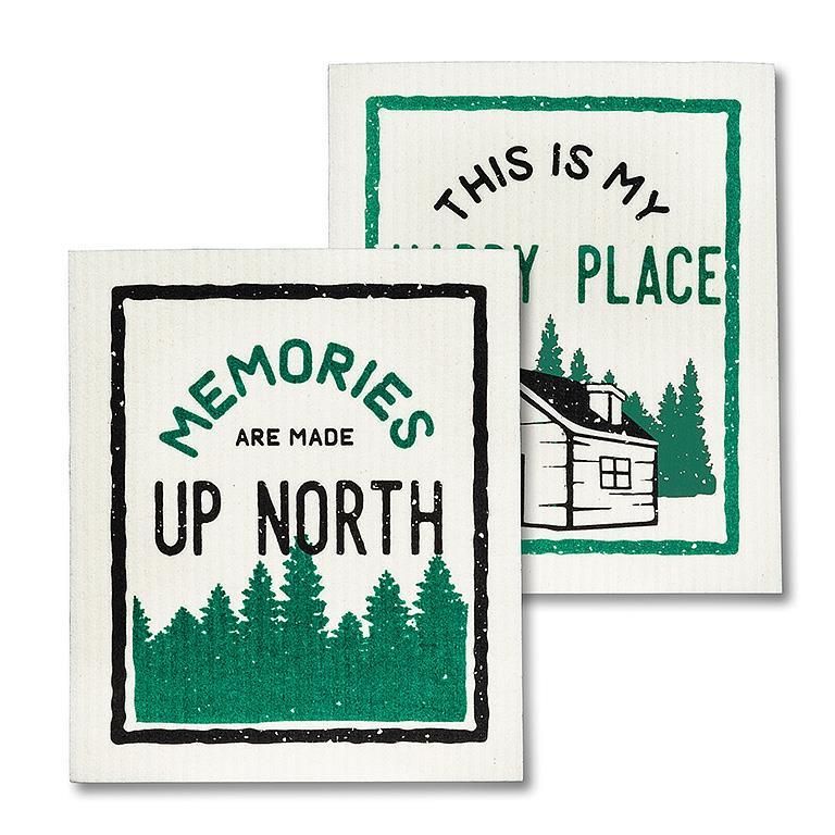 S/2 Happy Place Dishcloths-6.5x8&quot;L