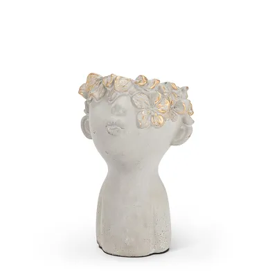 Sm Kissing Face Planter w/Gold-7.5&quot; H