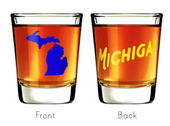 Collegiate Shot Glass Michigan