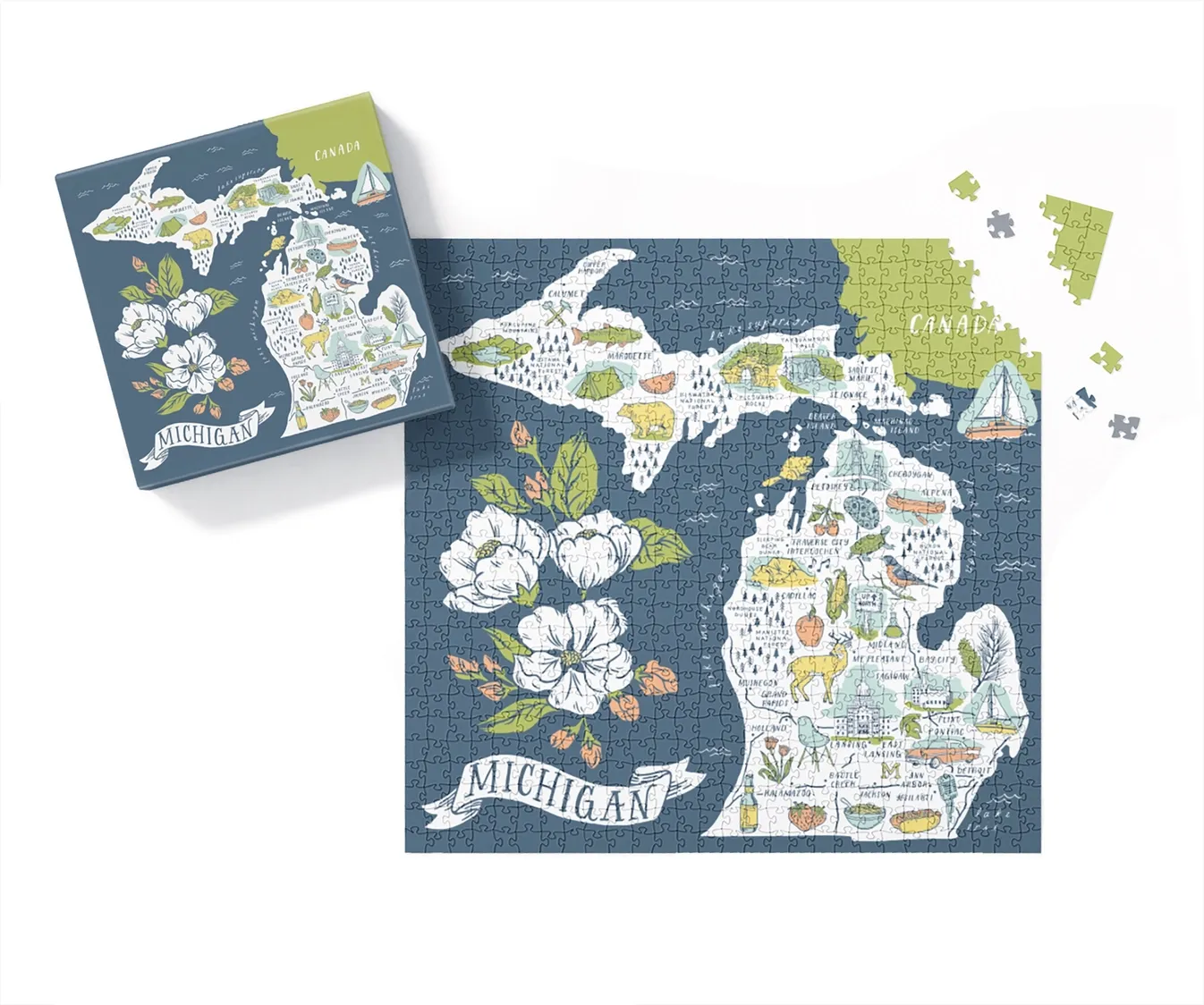 Illustrated Michigan Map Puzzle
