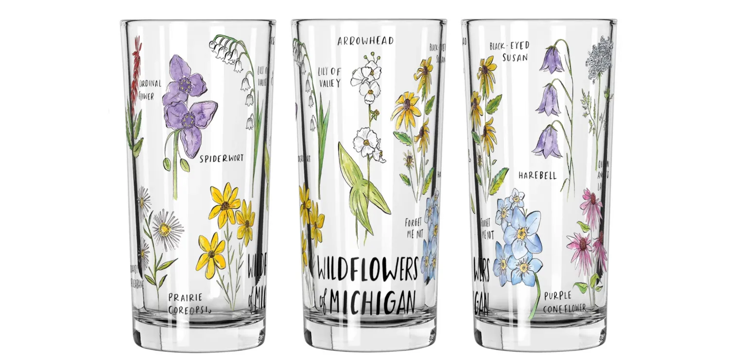 Michigan Wildflowers 12oz Glass