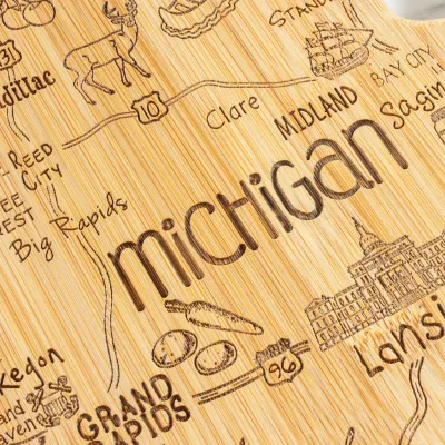 Destination Michigan (Mitten) Shaped Serving &amp; Cutting Board