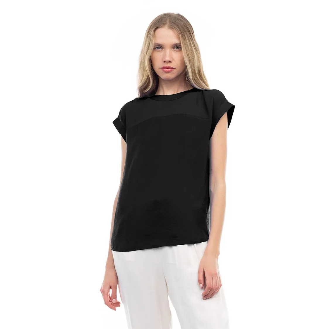 Sheer Contrast Blouse