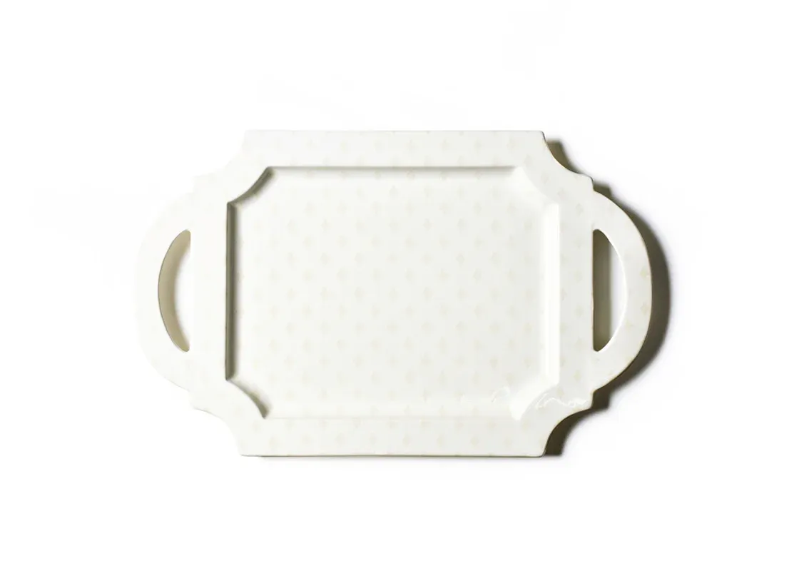 Ecru Quatrefoil Handled Tray