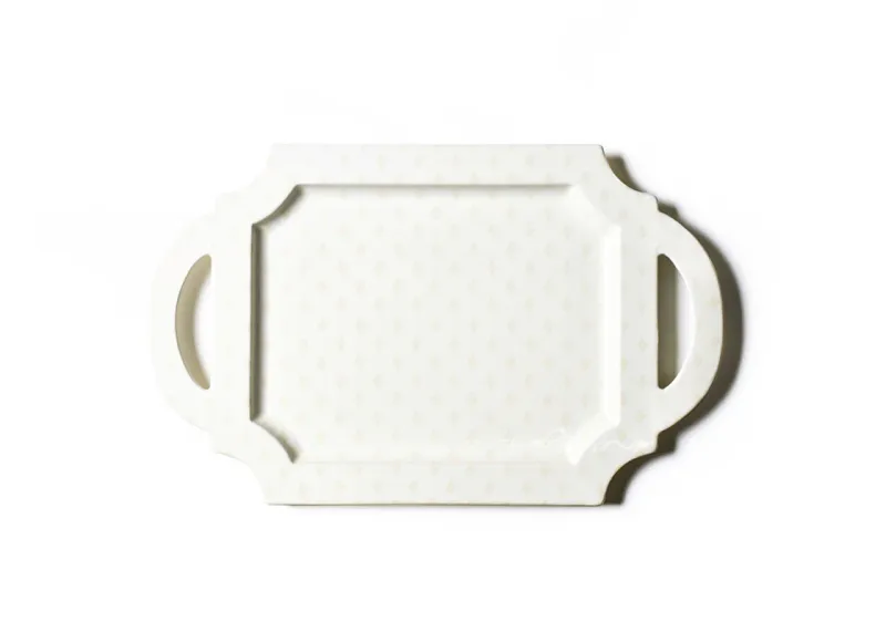 Ecru Quatrefoil Handled Tray