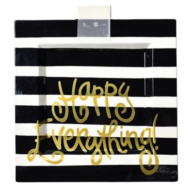 Black Stripe Happy Everything Big Square Platter