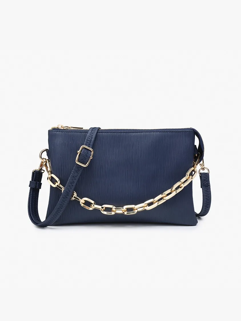 Izzy Textured Crossbody w/ Guitar Strap, Color: Navy