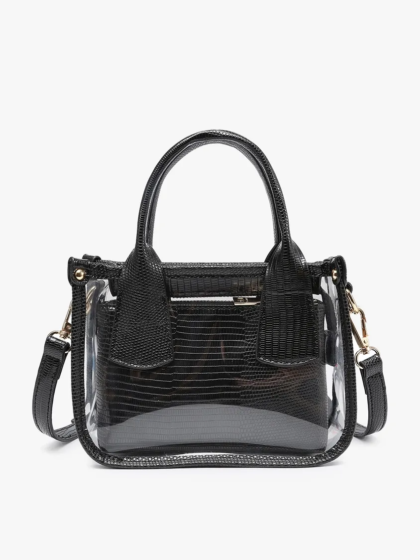 Stacey Clear Satchel w/ Inner Bag, Color: Black