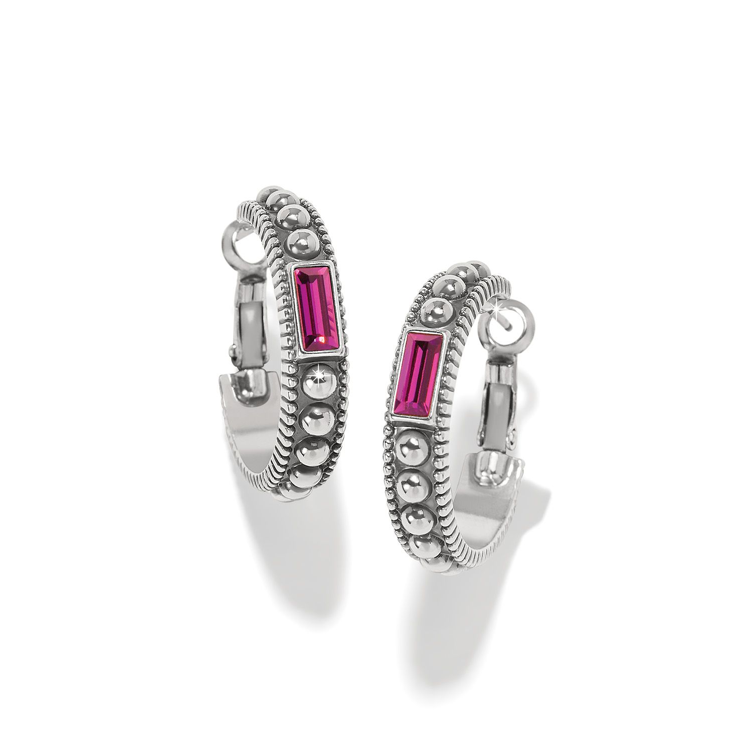 Pretty Tough Gem Hoop Earrings-Amethyst