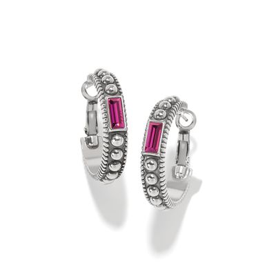 Pretty Tough Gem Hoop Earrings-Amethyst