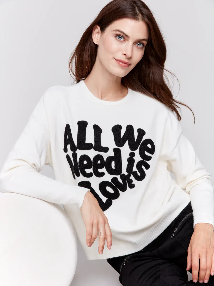 PRINTED CREW NECK SWEATER