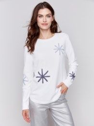 ROUND HEM PUNCH DESIGN SWEATER