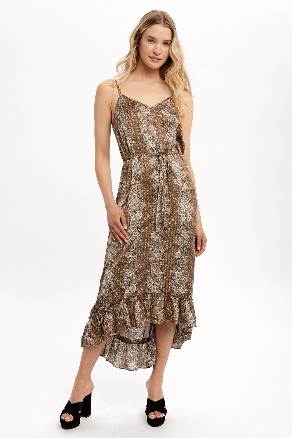 RUFFLE HEM SLIP DRESS