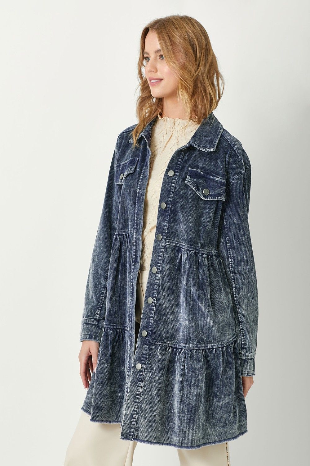 ACID WASHED CORDUROY DRESS