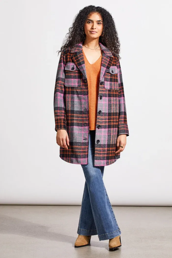 LONG PLAID SHACKET