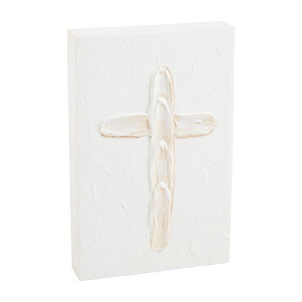 CROSS WHITE XMAS PLAQUE