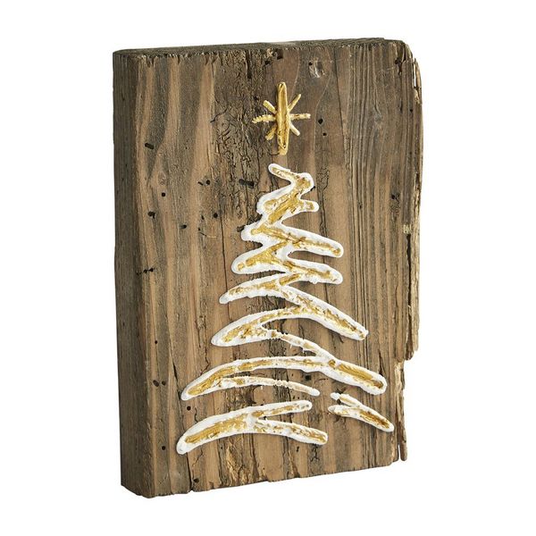 Tree Gold Christmas Plaque