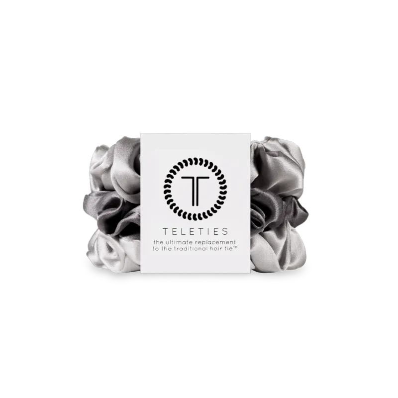 Silk Hair Scrunchie | Small | Silver Flames