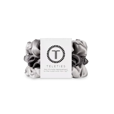 Silk Hair Scrunchie | Small | Silver Flames