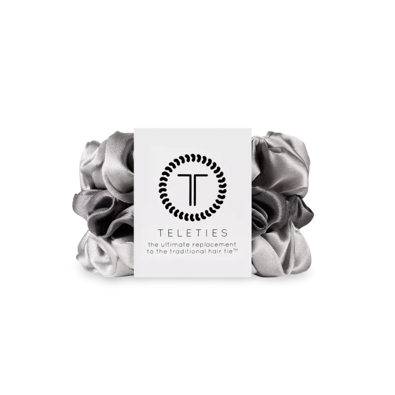 Silk Hair Scrunchie | Large | Silver Flames