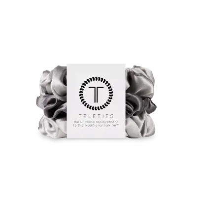 Silk Hair Scrunchie | Large | Silver Flames
