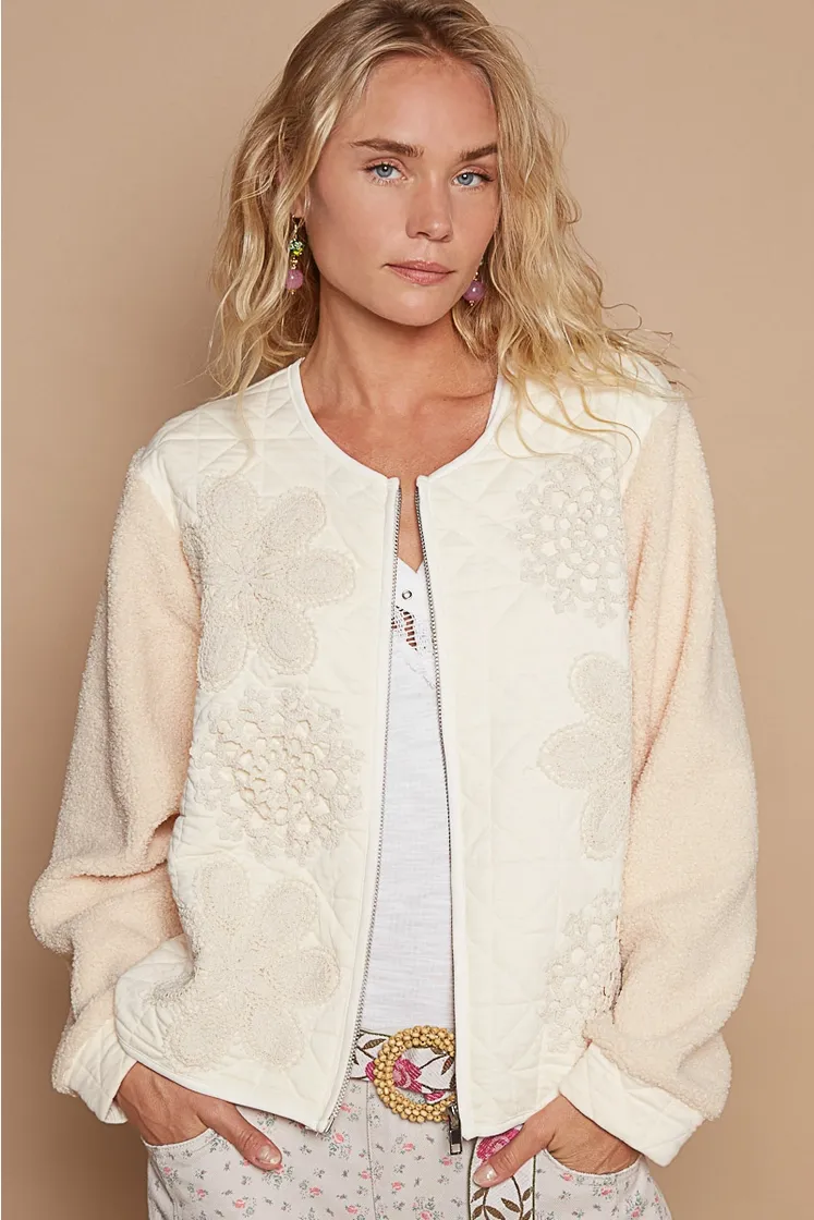 FLOWER CROCHET BOMBER JACKET