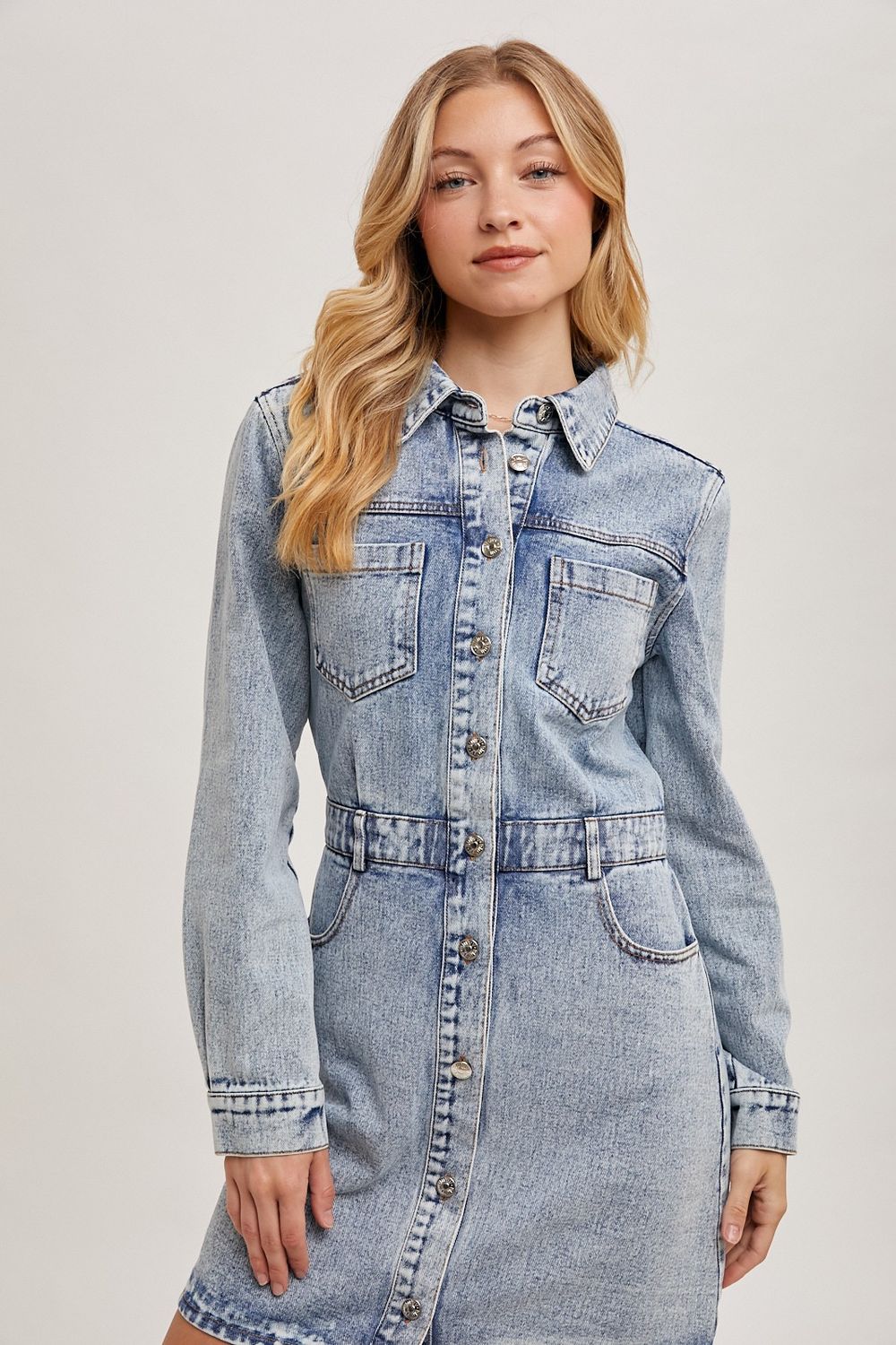 DENIM SHIRT MINI DRESS