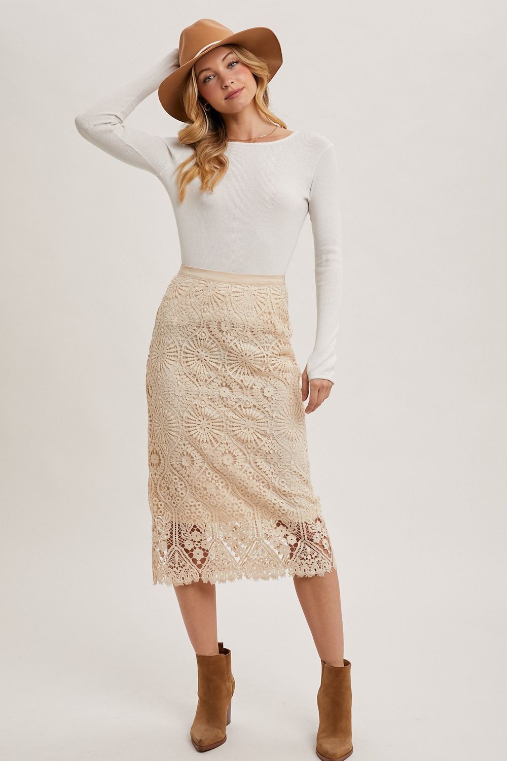LACE MIDI SKIRT
