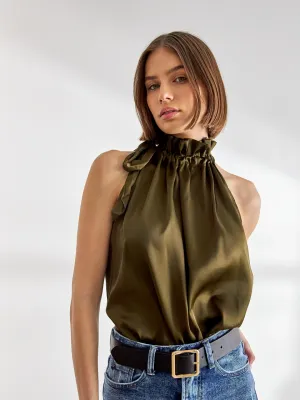 Elisabeth Satin Top with Bow